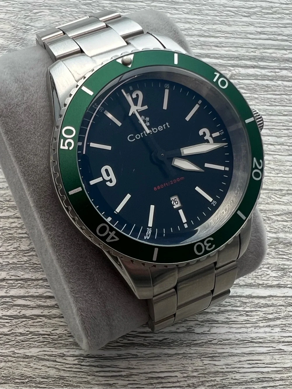 Cortebert Stainless Steel Dive Watch with Green Bezel